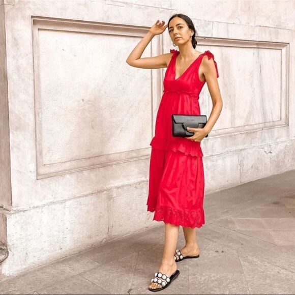 ZARA OPENWORK EMBROIDERED DRESS WITH BOW STRAPS - Picture 3 of 13